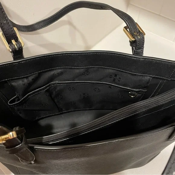 Tory Burch York Buckle Leather Tote Black Large - Picture 5 of 9